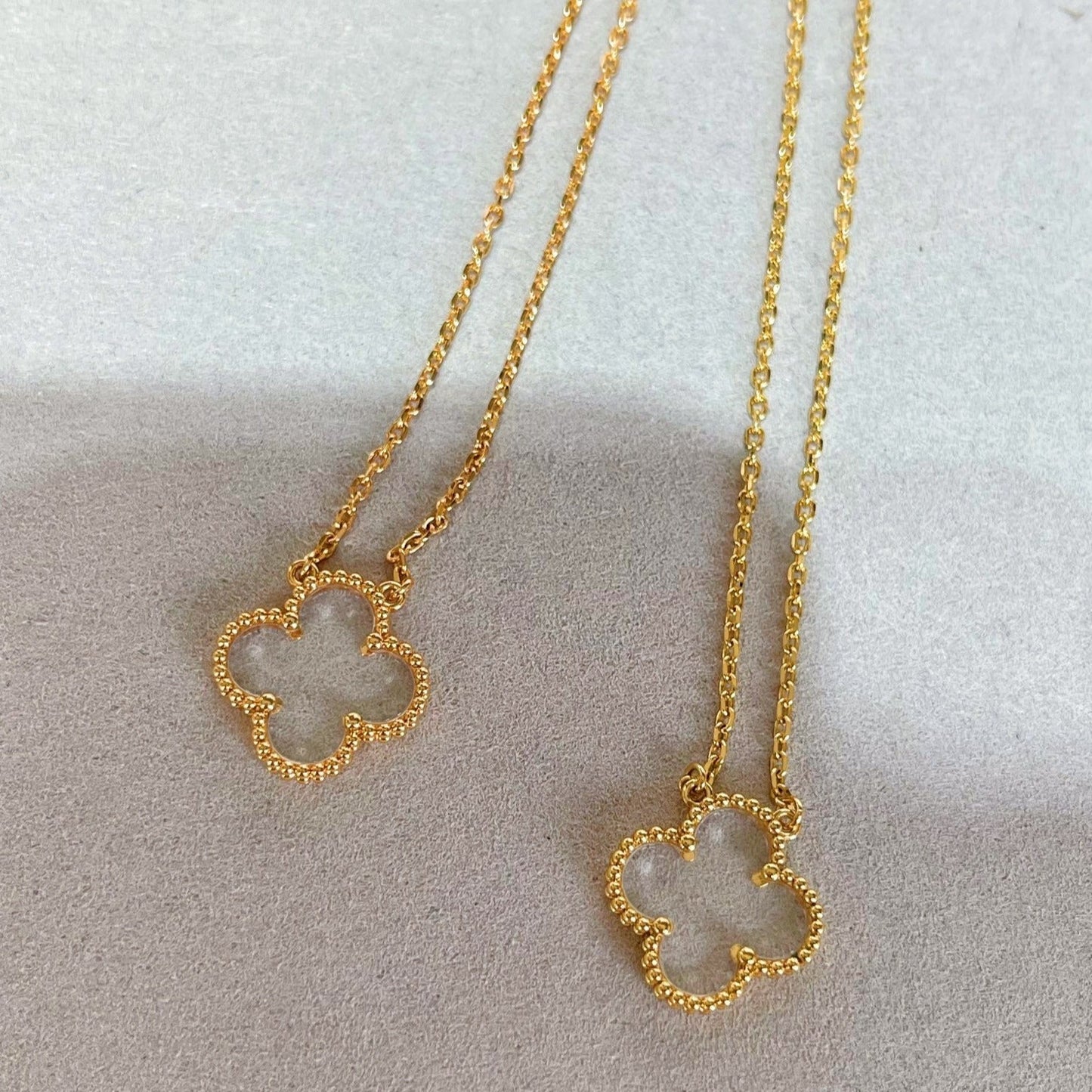 [Star Jewelry]CLOVER ROCK CRYSTAL ROSE GOLD NECKLACE