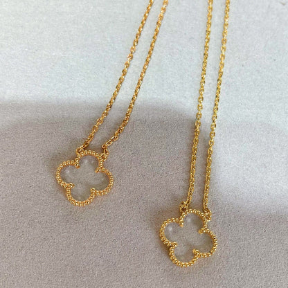 [Star Jewelry]CLOVER ROCK CRYSTAL ROSE GOLD NECKLACE
