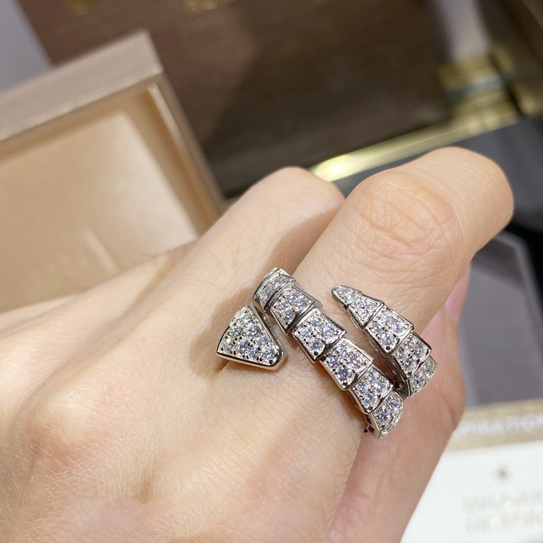 [Star Jewelry]SERPENTI DOUBLE RING SILVER DIAMOND PAVED