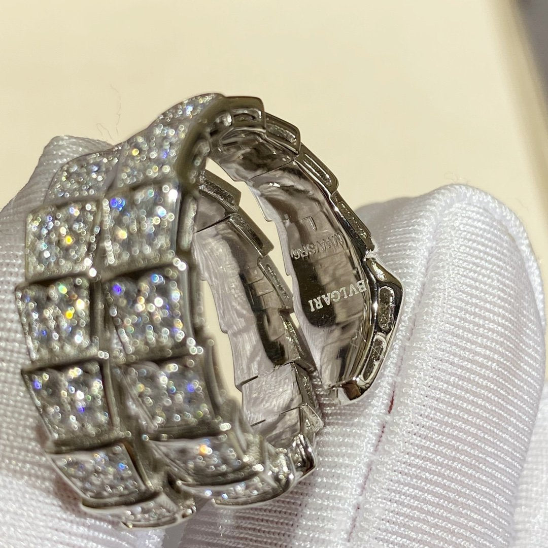 [Star Jewelry]SERPENTI DOUBLE RING SILVER DIAMOND PAVED