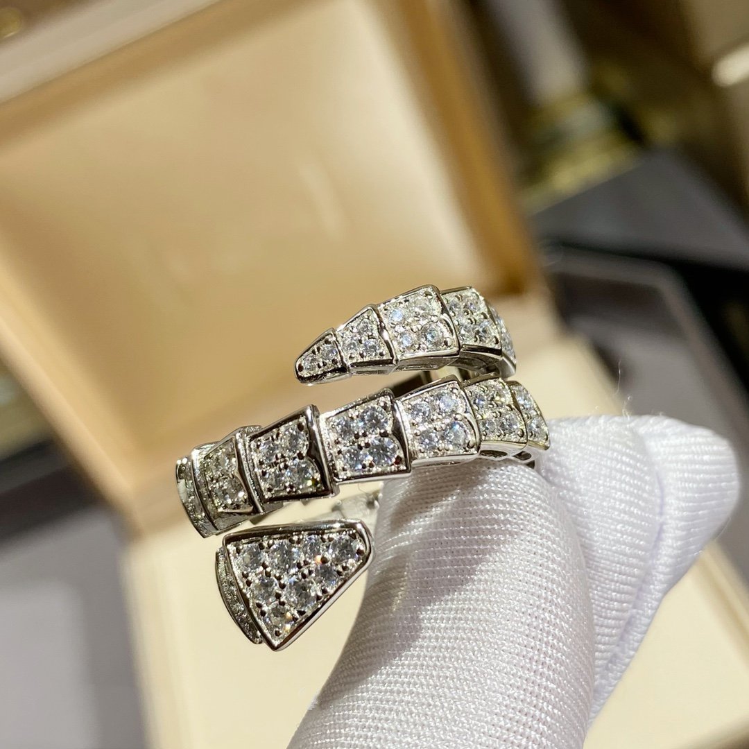 [Star Jewelry]SERPENTI DOUBLE RING SILVER DIAMOND PAVED