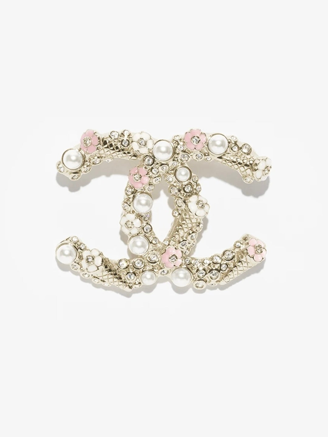 [Star Jewelry]26C Pink-White Enamel Ice Cream Cone Double C Brooch