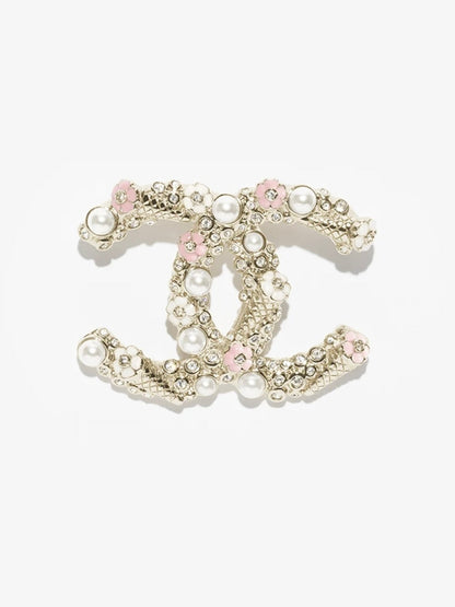 [Star Jewelry]26C Pink-White Enamel Ice Cream Cone Double C Brooch