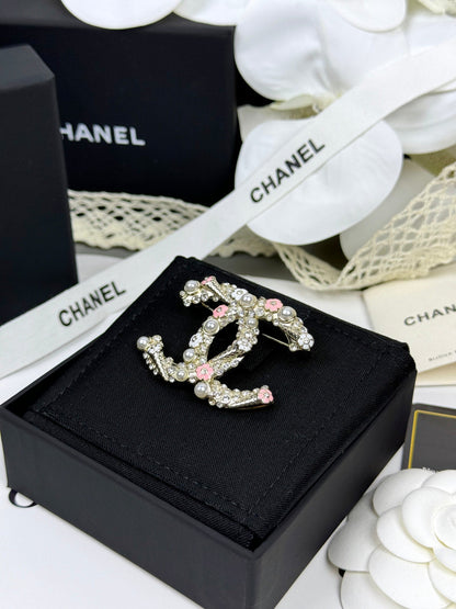 [Star Jewelry]26C Pink-White Enamel Ice Cream Cone Double C Brooch