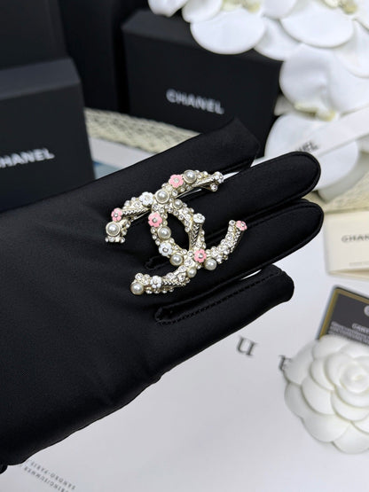 [Star Jewelry]26C Pink-White Enamel Ice Cream Cone Double C Brooch
