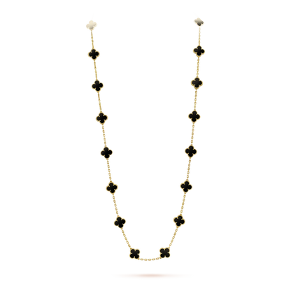 [Star Jewelry]CLOVER 20 MOTIFS ONYX NECKLACE