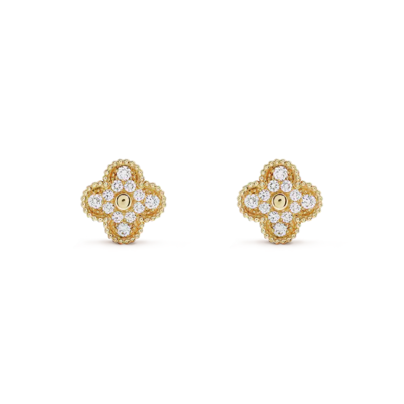 [Star Jewelry]CLOVER MEDIUM 1 MOTIFS FUll DIAMOND EARRINGS