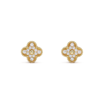 [Star Jewelry]CLOVER MEDIUM 1 MOTIFS FUll DIAMOND EARRINGS