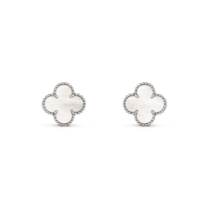 [Star Jewelry]CLOVER MEDIUM 1 MOTIFS  WHITE MOP EARRINGS SILVER