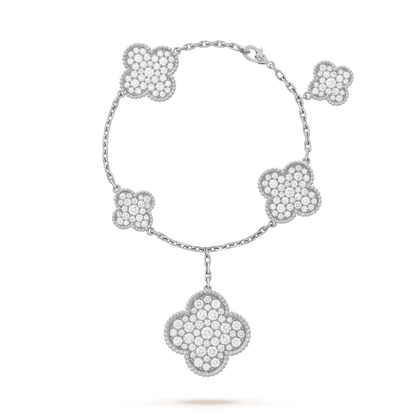 [Star Jewelry]CLOVER 6 MOTIFS SILVER DIAMOND BRACELET