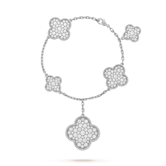[Star Jewelry]CLOVER 6 MOTIFS SILVER DIAMOND BRACELET