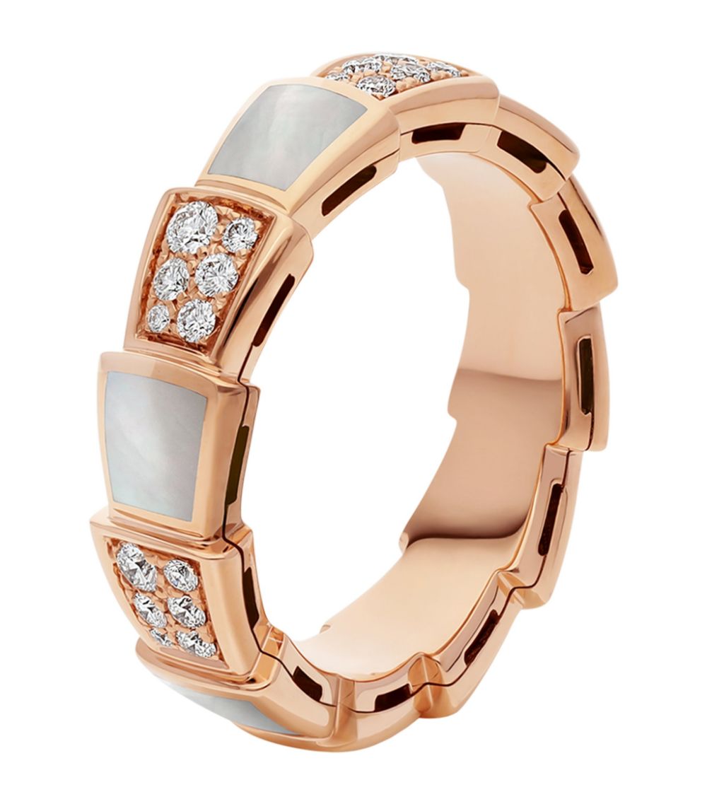 [Star Jewelry]SERPENTI RING PINK GOLD MOP DIAMOND PAVED 4MM