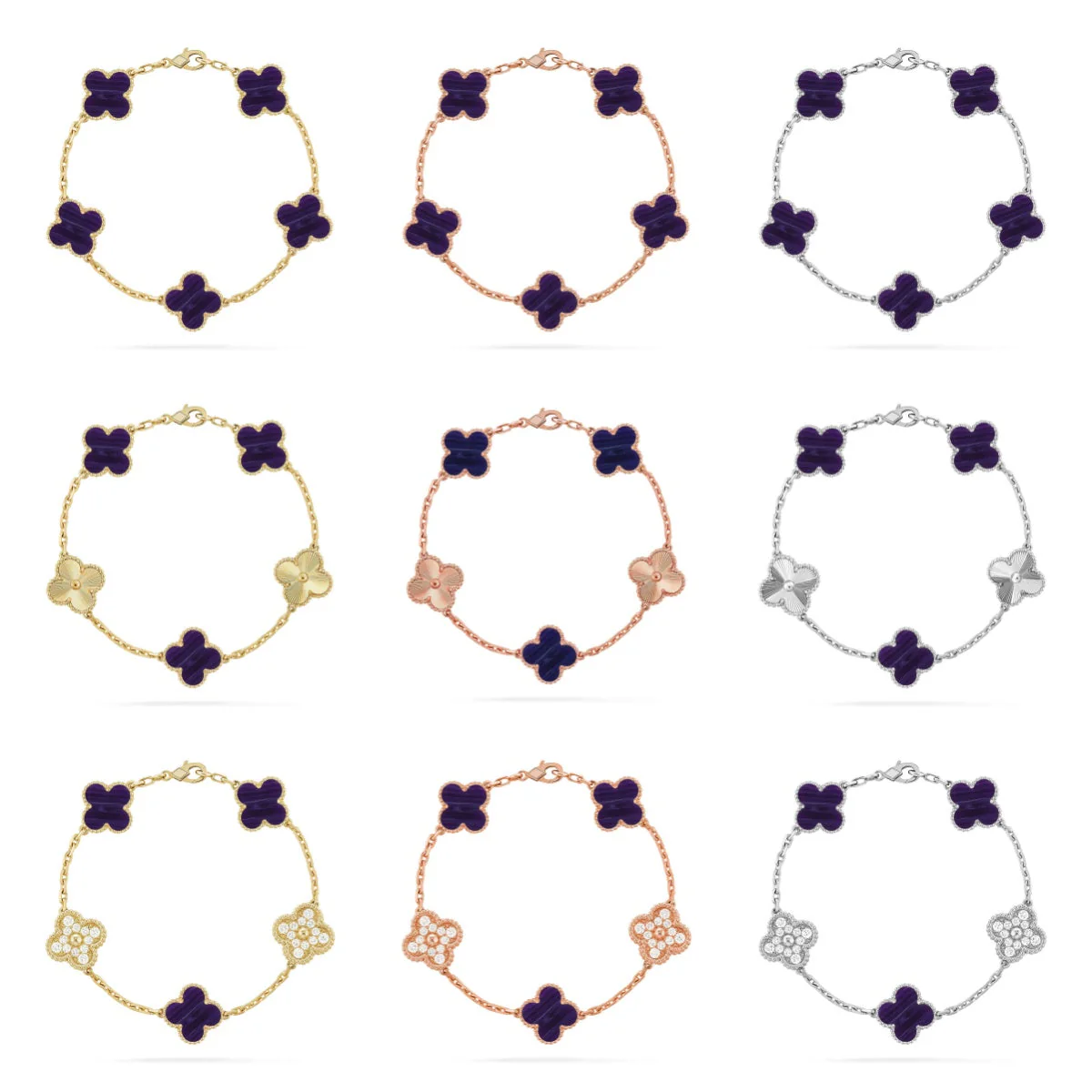 [Star Jewelry]CLOVER 5 MOTIF PURPLE STRIPES BRACELET COLLECTION