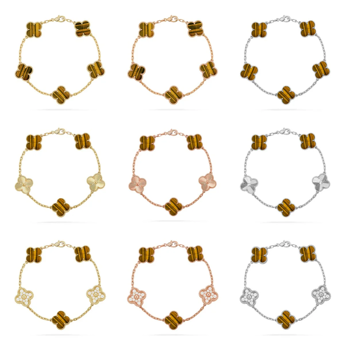 [Star Jewelry] CLOVER 5 MOTIFS TIGER EYE BRACELET COLLECTION