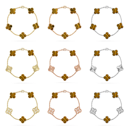 [Star Jewelry] CLOVER 5 MOTIFS TIGER EYE BRACELET COLLECTION