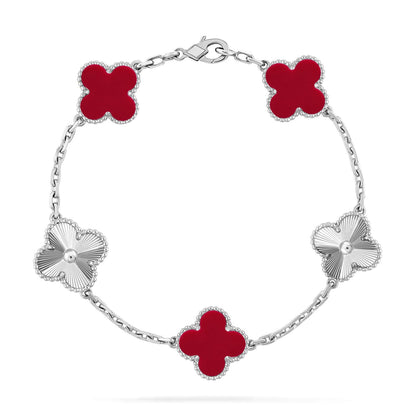 [Star Jewelry] CLOVER 5 MOTIF RED CORNELIAN BRACELET COLLECTION