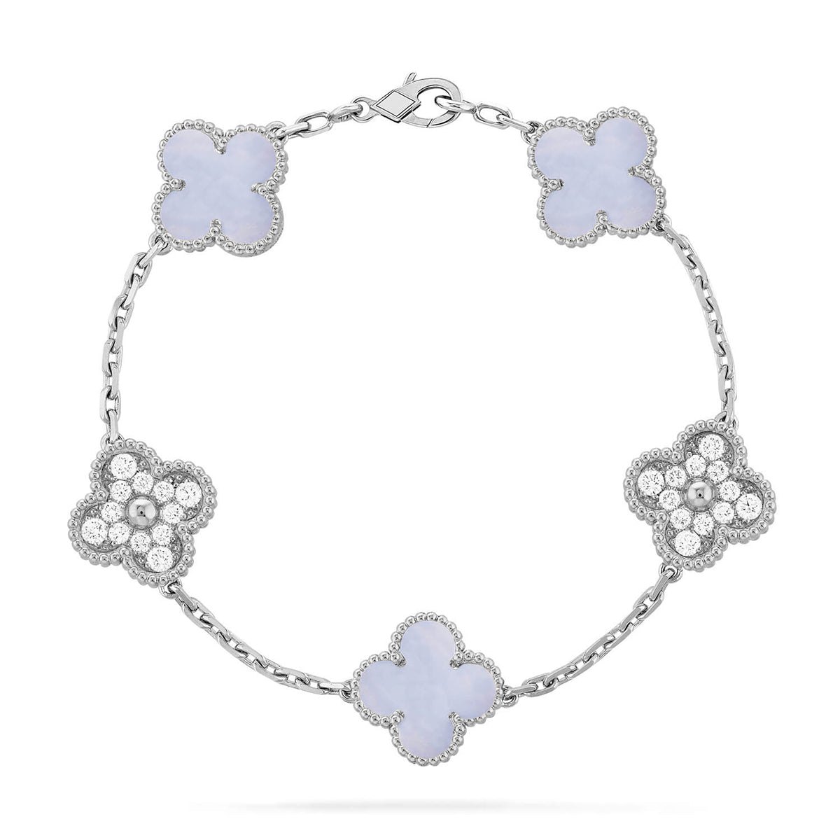 [Star Jewelry] CLOVER 5 MOTIF PURPLE CHALCEDONY BRACELET COLLECTION