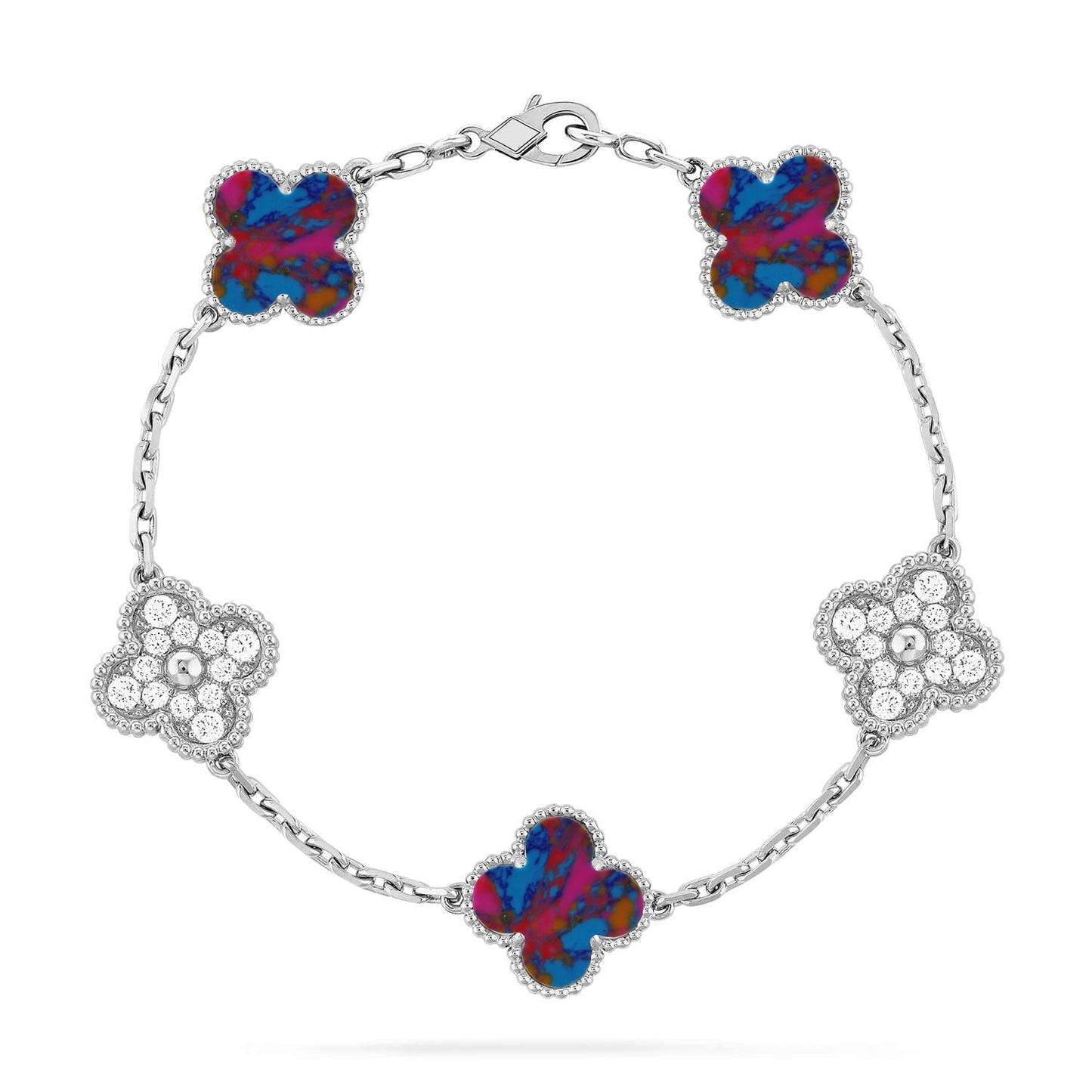 [Star Jewelry]CLOVER 5 MOTIF COLOR GEMSTONES BRACELET COLLECTION