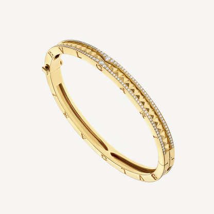 [Star Jewelry]ZERO 1 SPIRAL AND PAVED DIAMOND GOLD BRACELET