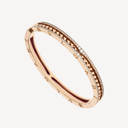 [Star Jewelry]ZERO 1 SPIRAL AND PAVED DIAMOND PINK GOLD BRACELET