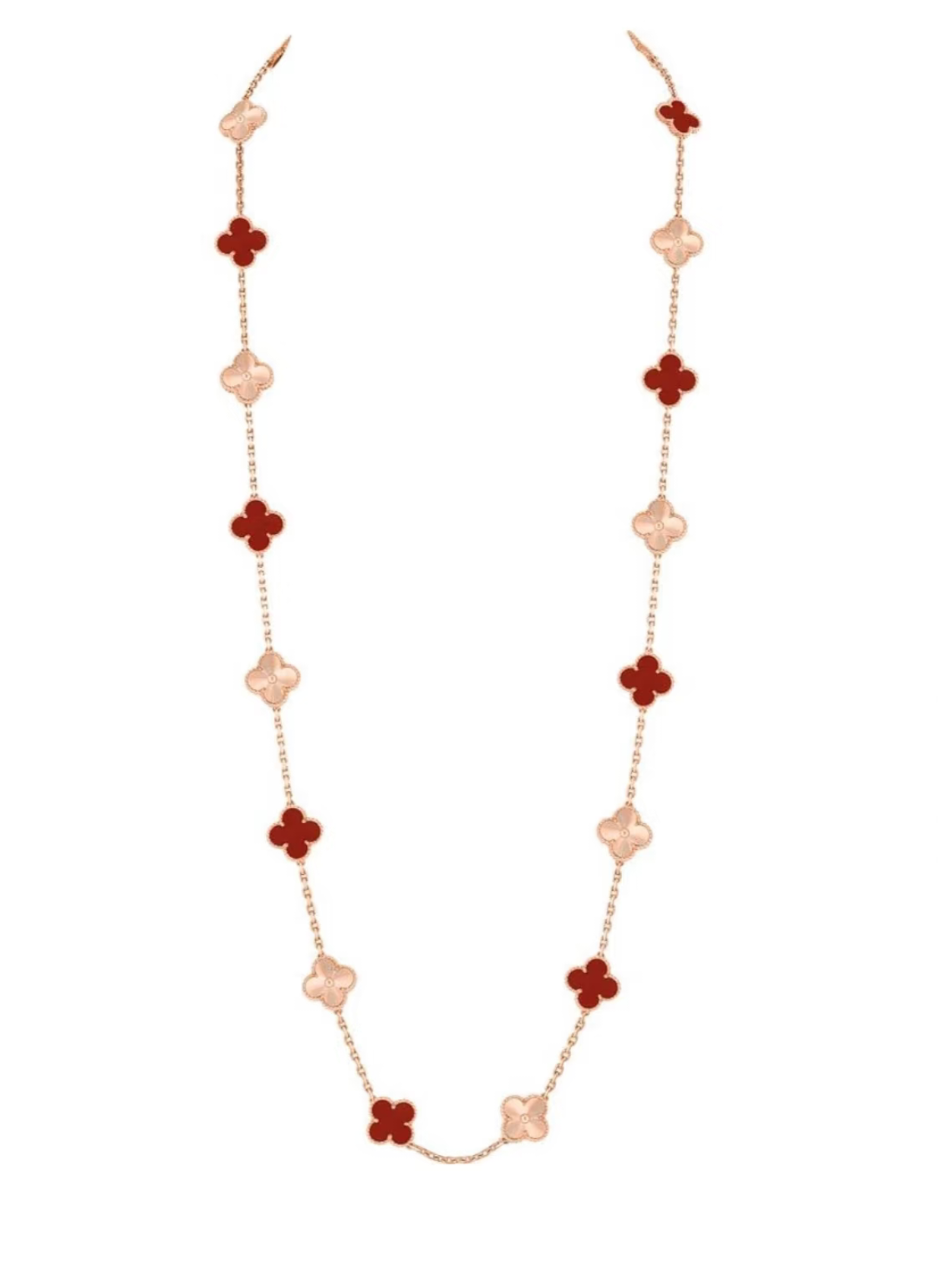 [Star Jewelry]CLOVER 20 MOTIFS LASER CARNELIAN NECKLACE