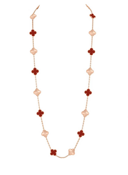 [Star Jewelry]CLOVER 20 MOTIFS LASER CARNELIAN NECKLACE
