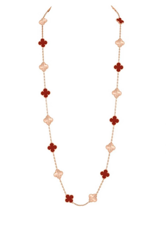 [Star Jewelry]CLOVER 20 MOTIFS LASER CARNELIAN NECKLACE