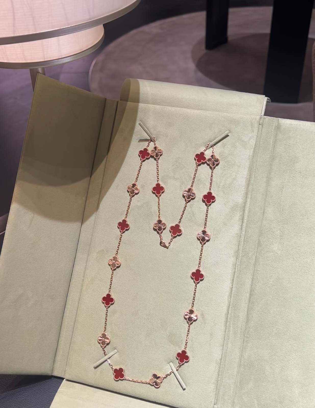 [Star Jewelry]CLOVER 20 MOTIFS LASER CARNELIAN NECKLACE