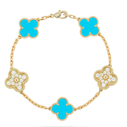 [Star Jewelry] CLOVER 5 MOTIF TURQUOISE BRACELET COLLECTION