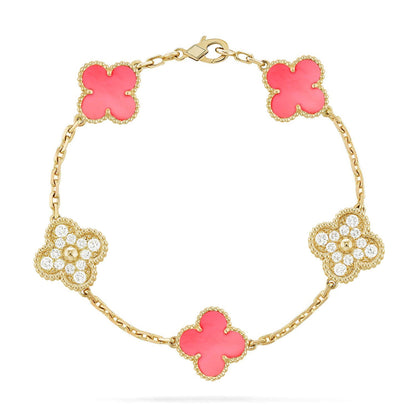 [Star Jewelry] CLOVER 5 MOTIFS  PINK MOP BRACELET COLLECTION