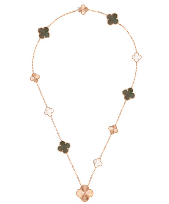 [Star Jewelry]DETACHABLE CLOVER 15(11+4) FLOWER SILVER NECKLACE SET