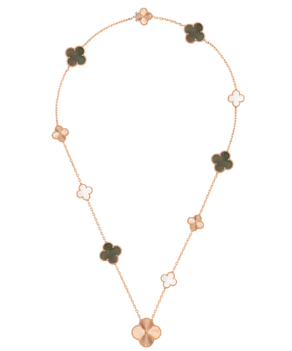 [Star Jewelry]DETACHABLE CLOVER 15(11+4) FLOWER SILVER NECKLACE SET