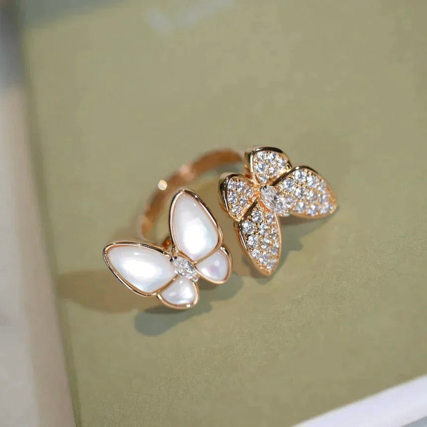 [Star Jewelry]TWIN BUTTERFLY DIAMOND MOP RING