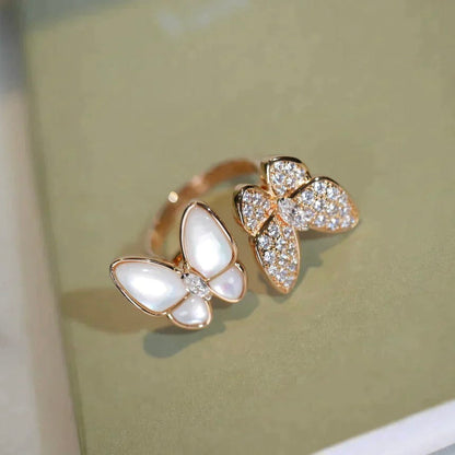 [Star Jewelry]TWIN BUTTERFLY DIAMOND MOP RING