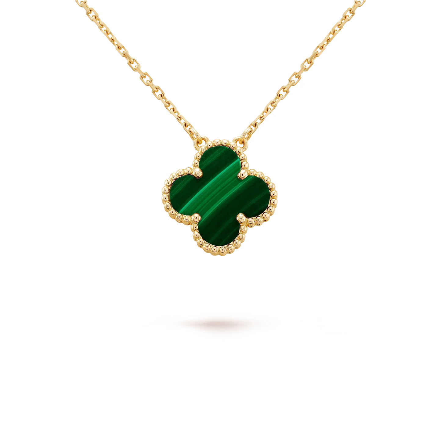 [Star Jewelry]CLOVER 15MM MALACHITE SINGLE FLOWER  NECKLACE