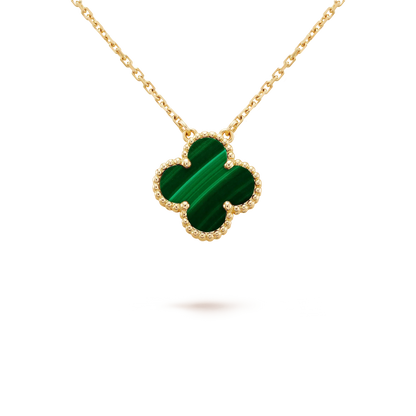 [Star Jewelry]CLOVER 15MM MALACHITE SINGLE FLOWER  NECKLACE