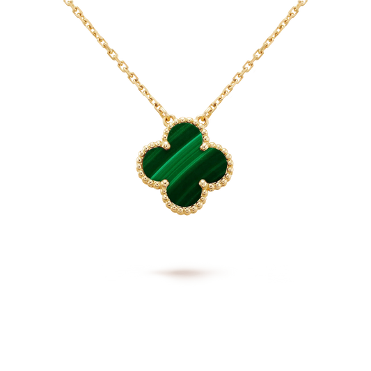 [Star Jewelry]CLOVER 15MM MALACHITE SINGLE FLOWER  NECKLACE