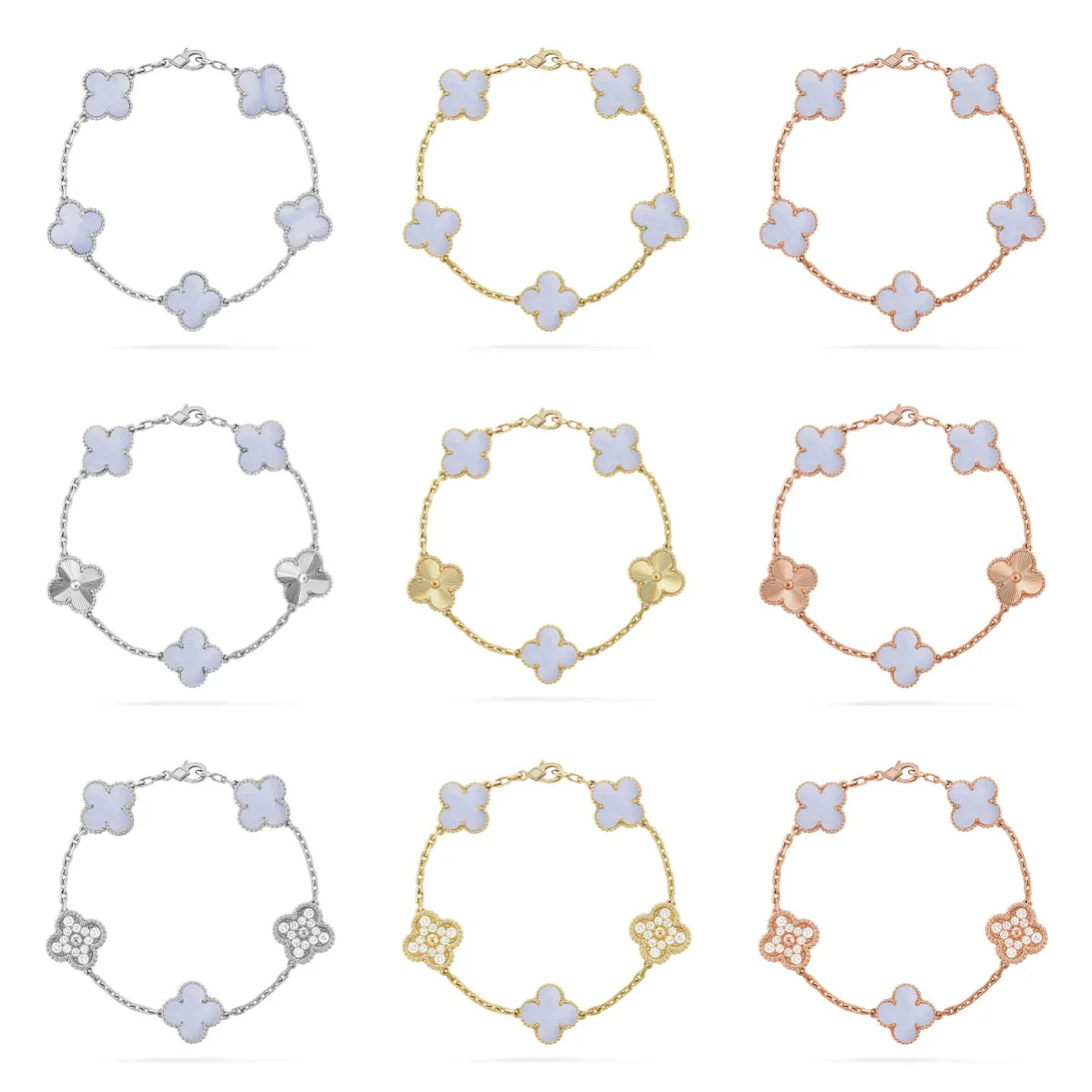 [Star Jewelry] CLOVER 5 MOTIF PURPLE CHALCEDONY BRACELET COLLECTION