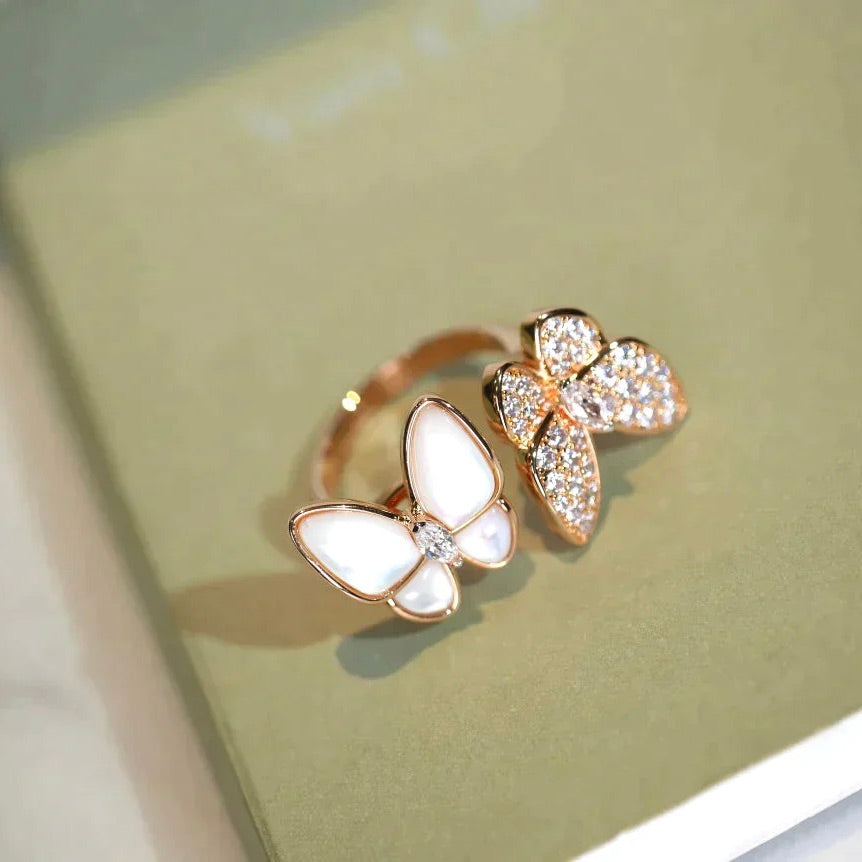 [Star Jewelry]TWIN BUTTERFLY DIAMOND MOP RING