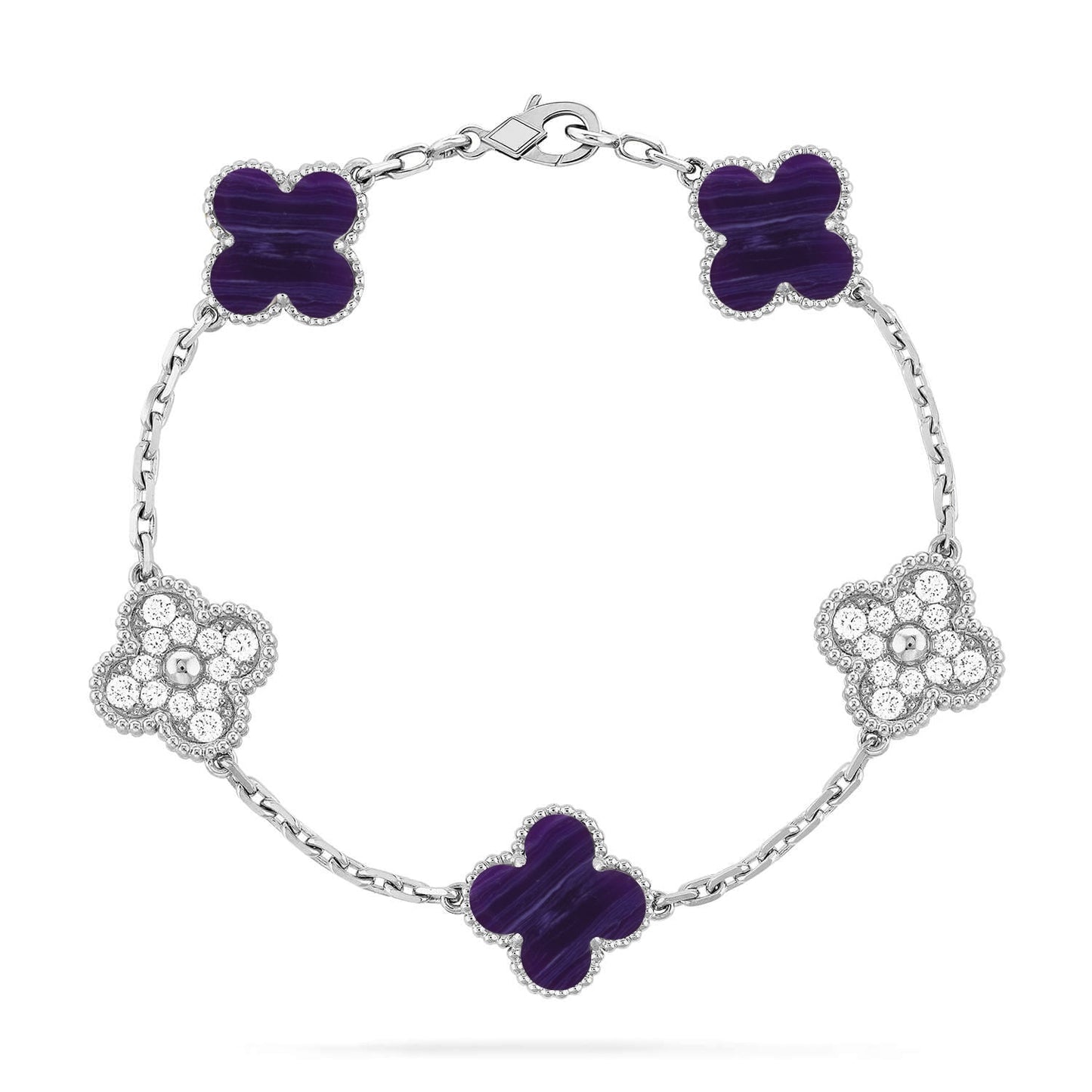[Star Jewelry]CLOVER 5 MOTIF PURPLE STRIPES BRACELET COLLECTION