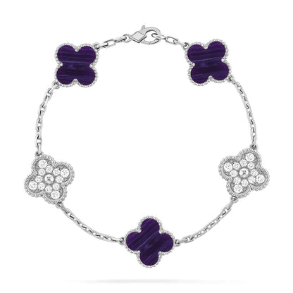 [Star Jewelry]CLOVER 5 MOTIF PURPLE STRIPES BRACELET COLLECTION