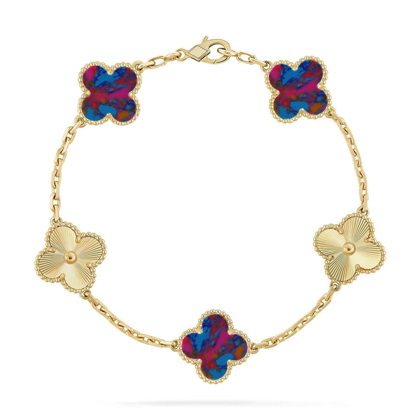 [Star Jewelry]CLOVER 5 MOTIF COLOR GEMSTONES BRACELET COLLECTION