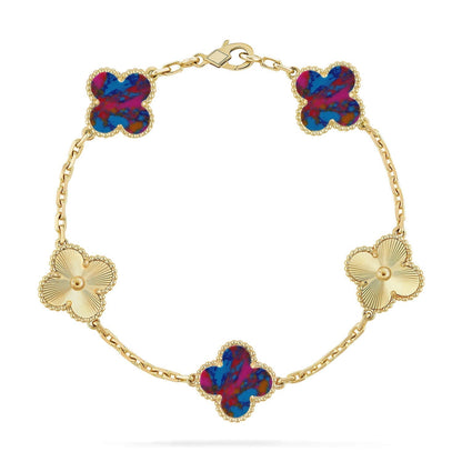 [Star Jewelry]CLOVER 5 MOTIF COLOR GEMSTONES BRACELET COLLECTION