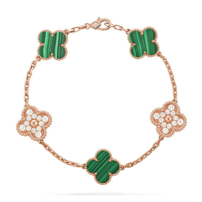 [Star Jewelry] CLOVER 5 MOTIF MALACHITE BRACELET COLLECTION