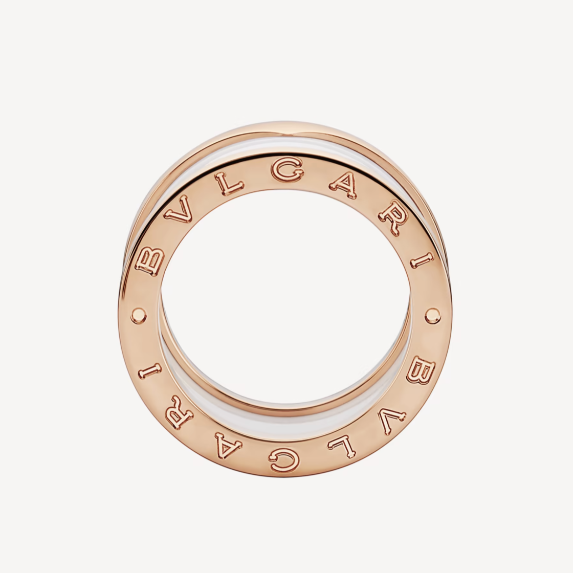 [Star Jewelry]ZERO 1 FOUR-BAND LOOPS AND WHITE CERAMIC SPIRAL PINK GOLD RING