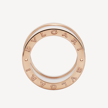 [Star Jewelry]ZERO 1 FOUR-BAND LOOPS AND WHITE CERAMIC SPIRAL PINK GOLD RING