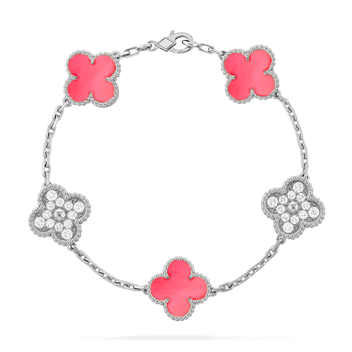 [Star Jewelry] CLOVER 5 MOTIFS  PINK MOP BRACELET COLLECTION