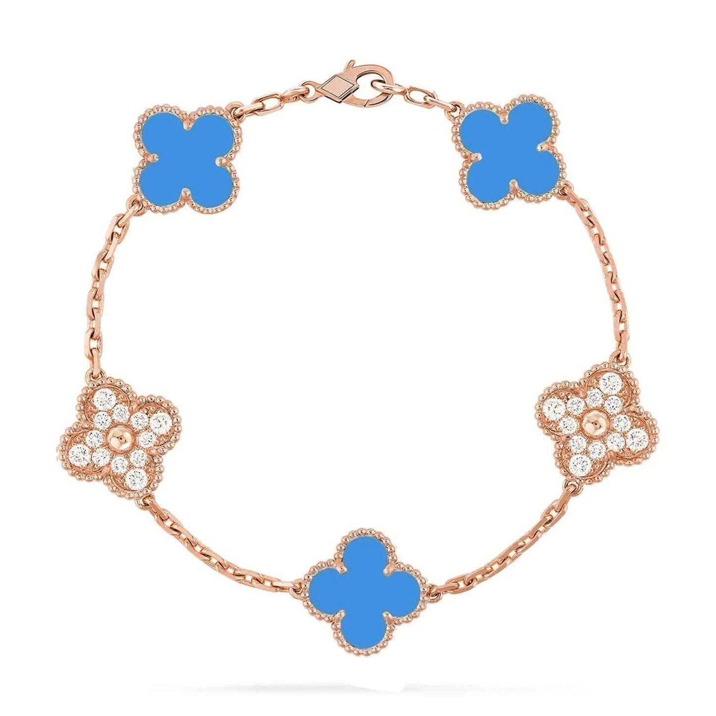 [Star Jewelry] CLOVER 5 MOTIF BLUE AGATE BRACELET COLLECTION
