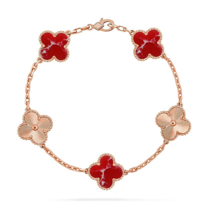 [Star Jewelry]CLOVER 5 MOTIF RED PATTERN BRACELET COLLECTION