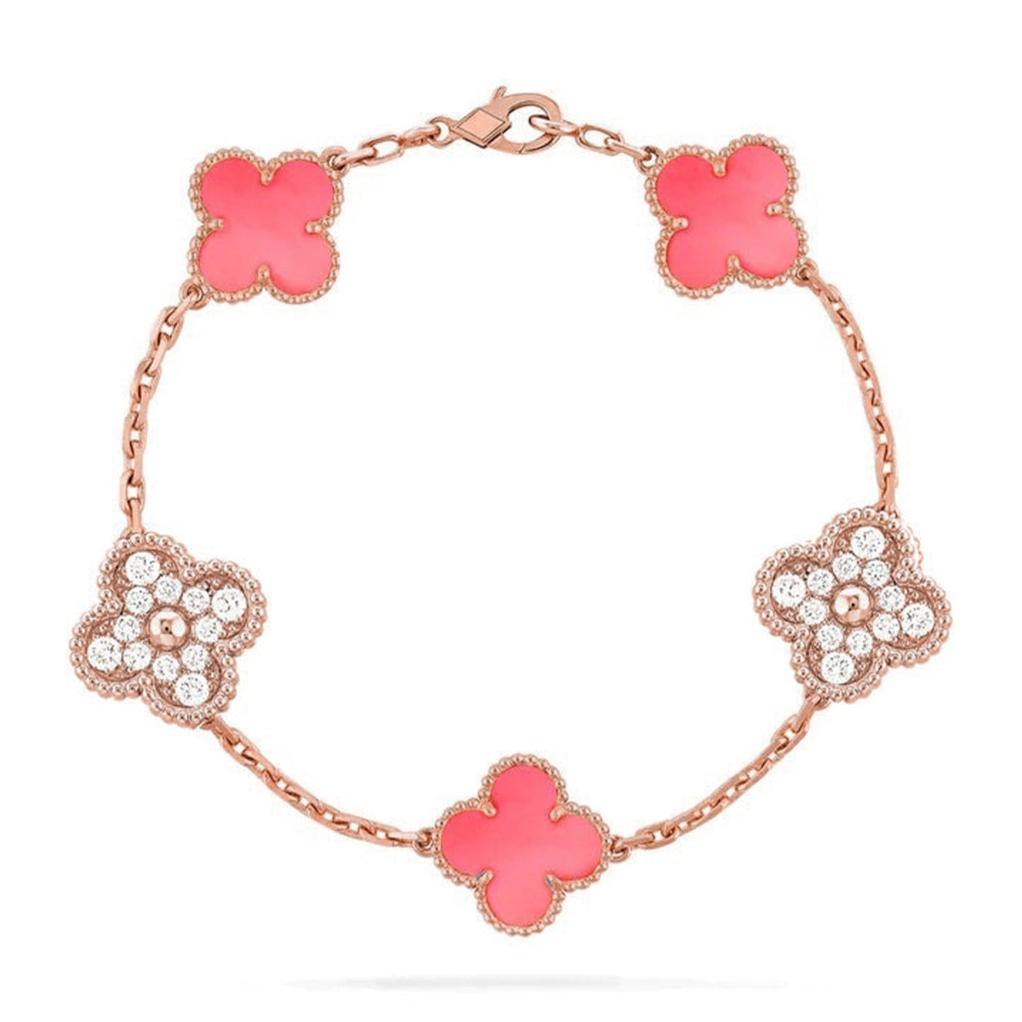 [Star Jewelry] CLOVER 5 MOTIFS  PINK MOP BRACELET COLLECTION